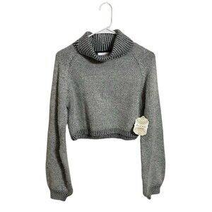 Altar'd State Women’s Cropped Turtleneck Sweater Size Medium Green Gray NWT